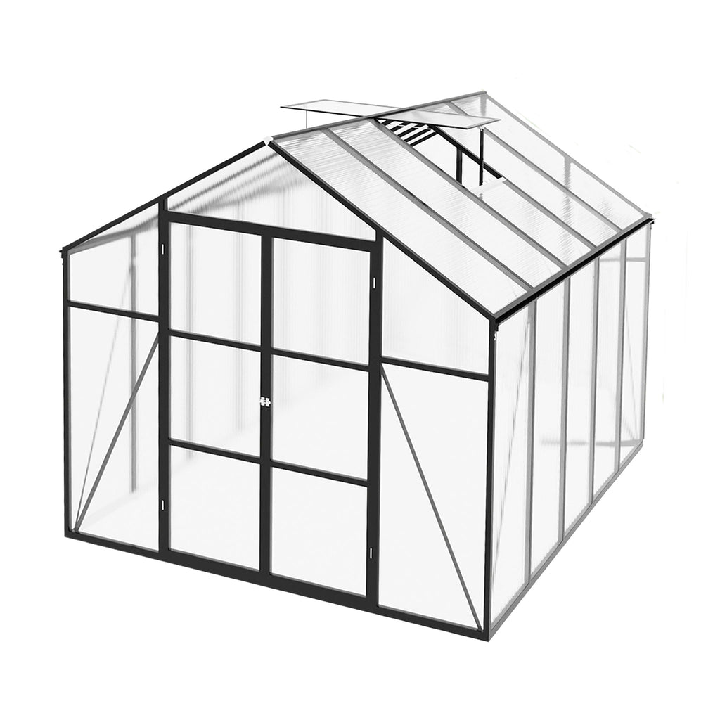 Gain Height Windproof Greenhouse with Heavy-Duty Frame - Black