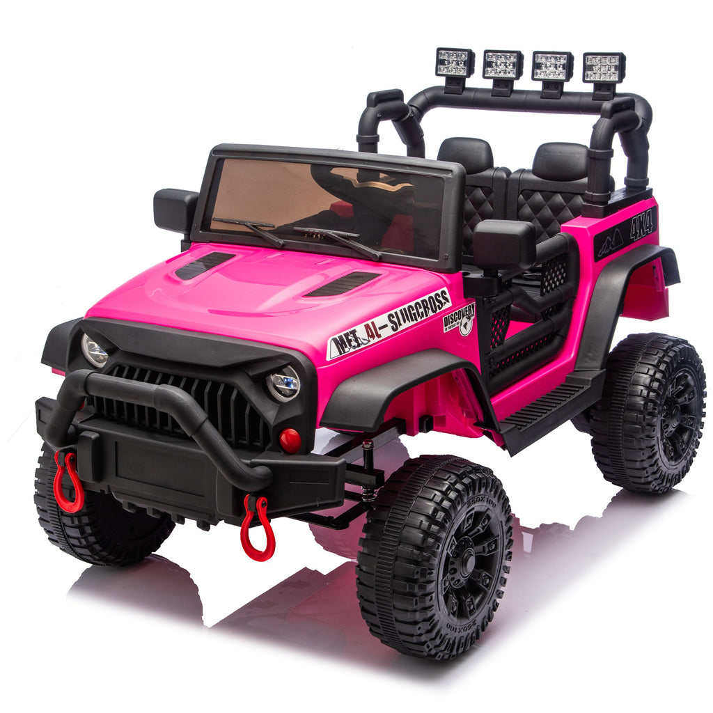 24V Kids Ride-On Car with Remote Control and Bluetooth - Rose Pink
