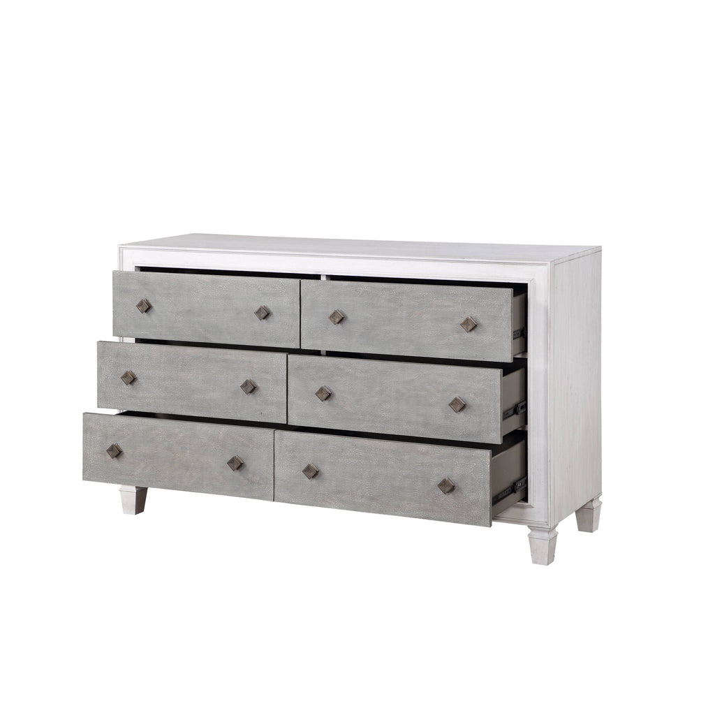 Katia Weathered Dresser with Full-Extension Drawers - White