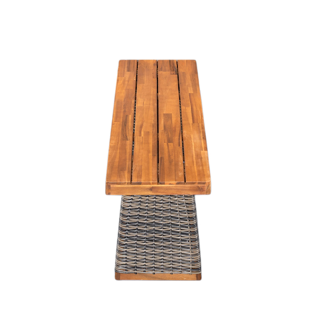 Outdoor Acacia Wood Bench with Teak Finish