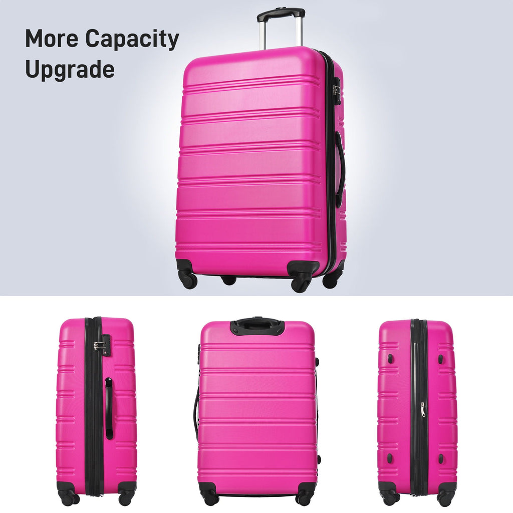 3 Piece Hardside Spinner Luggage Set with TSA Lock - Blue, Purple, Pink, Beige