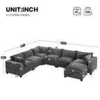Modular Sectional Sofa with Movable Storage Ottoman - Chenille