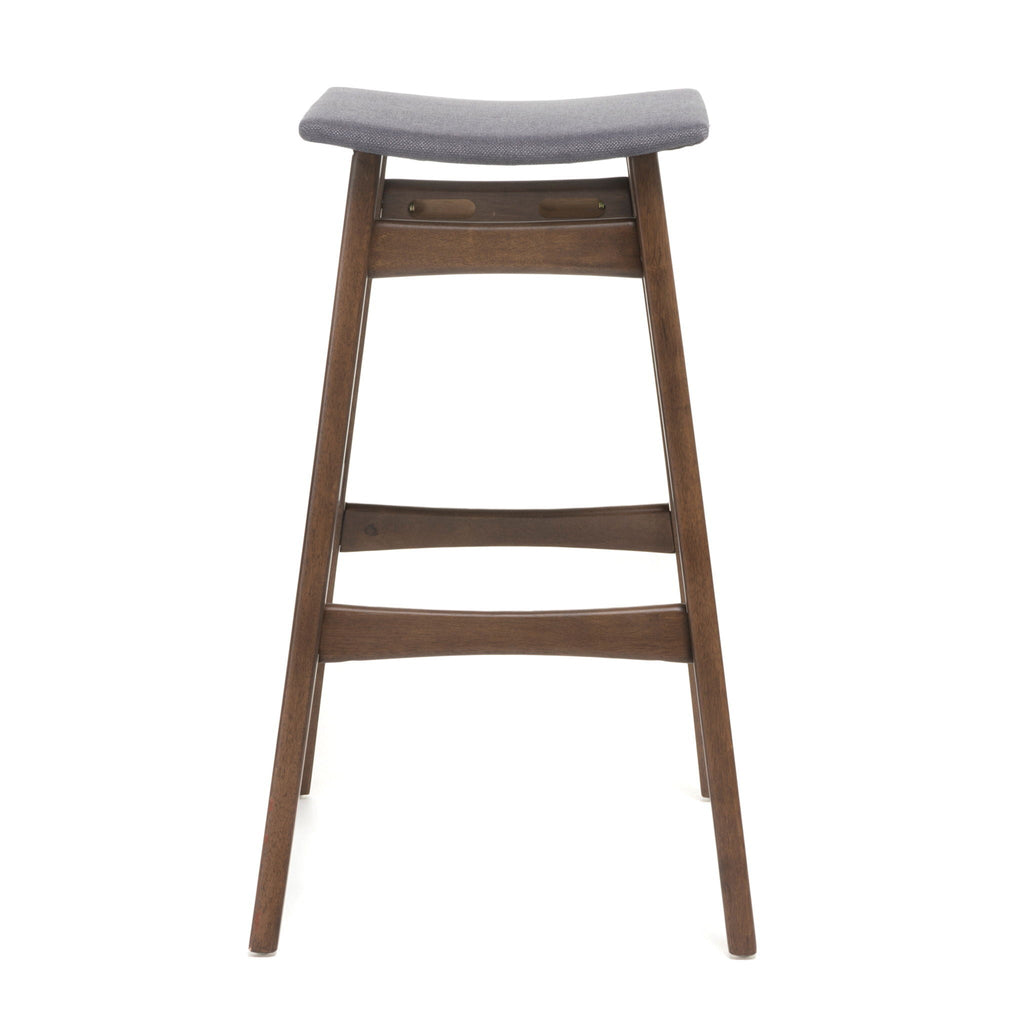 Mid Century Modern Bar Stool Set with Upholstered Seating - Beige or Dark Gray