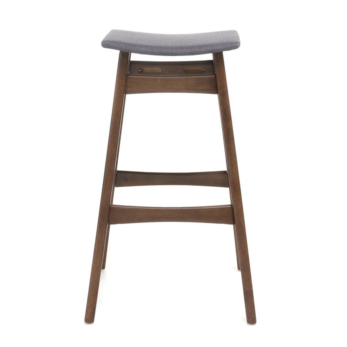 Mid Century Modern Bar Stool Set with Upholstered Seating - Beige or Dark Gray