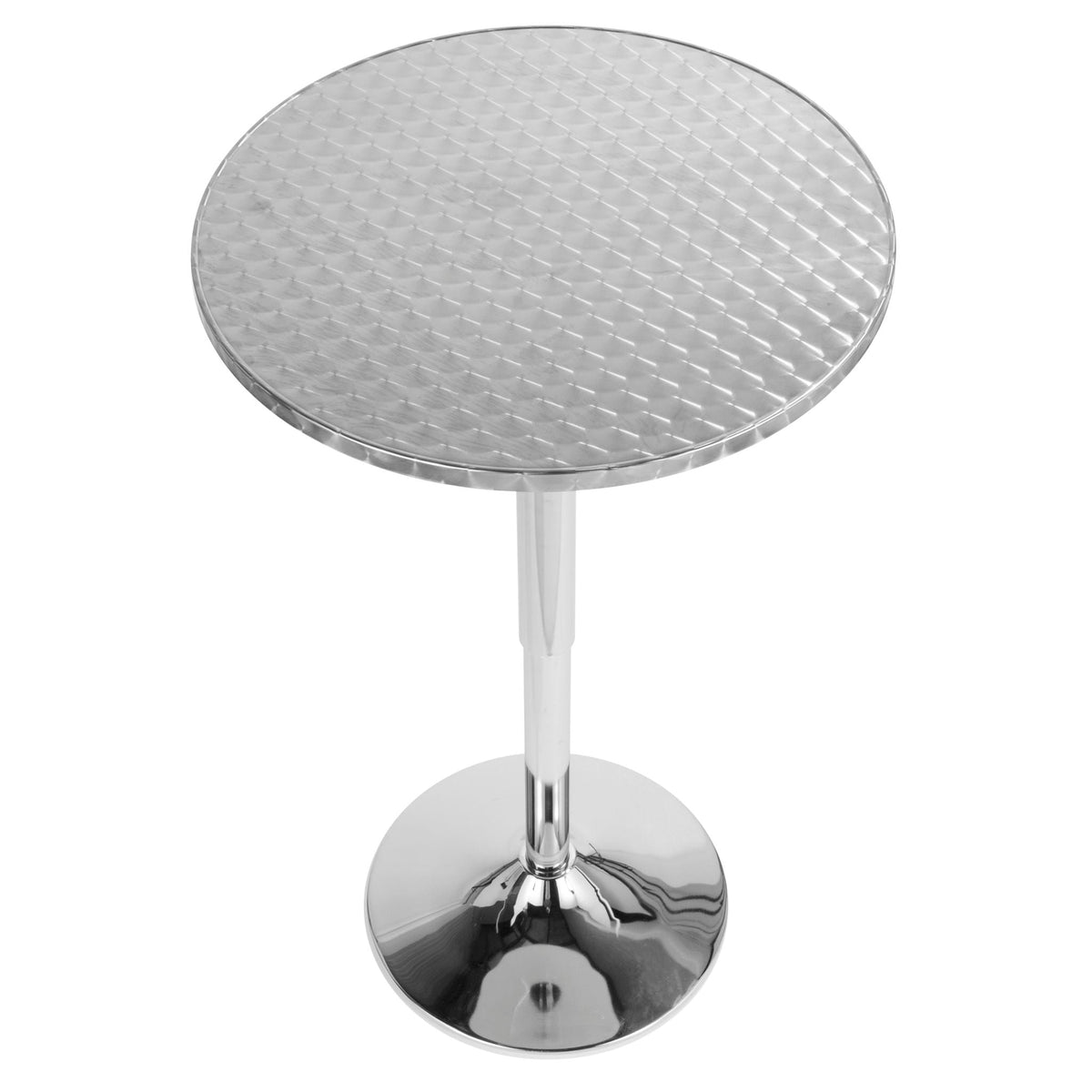 Contemporary Adjustable Round Bar Table with Hydraulic Lift - Silver