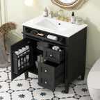 Bathroom Vanity with Ceramic Top Sink and Storage Drawers - Multiple Colors