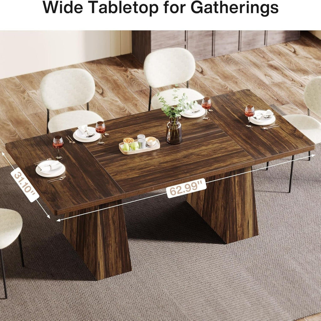 Double Pedestal Executive Desk with Spacious Work Surface - Dark Brown or Black