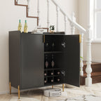 Wine Bar Cabinet with Adjustable Shelf and Soft-Closing Doors - Black or Blue