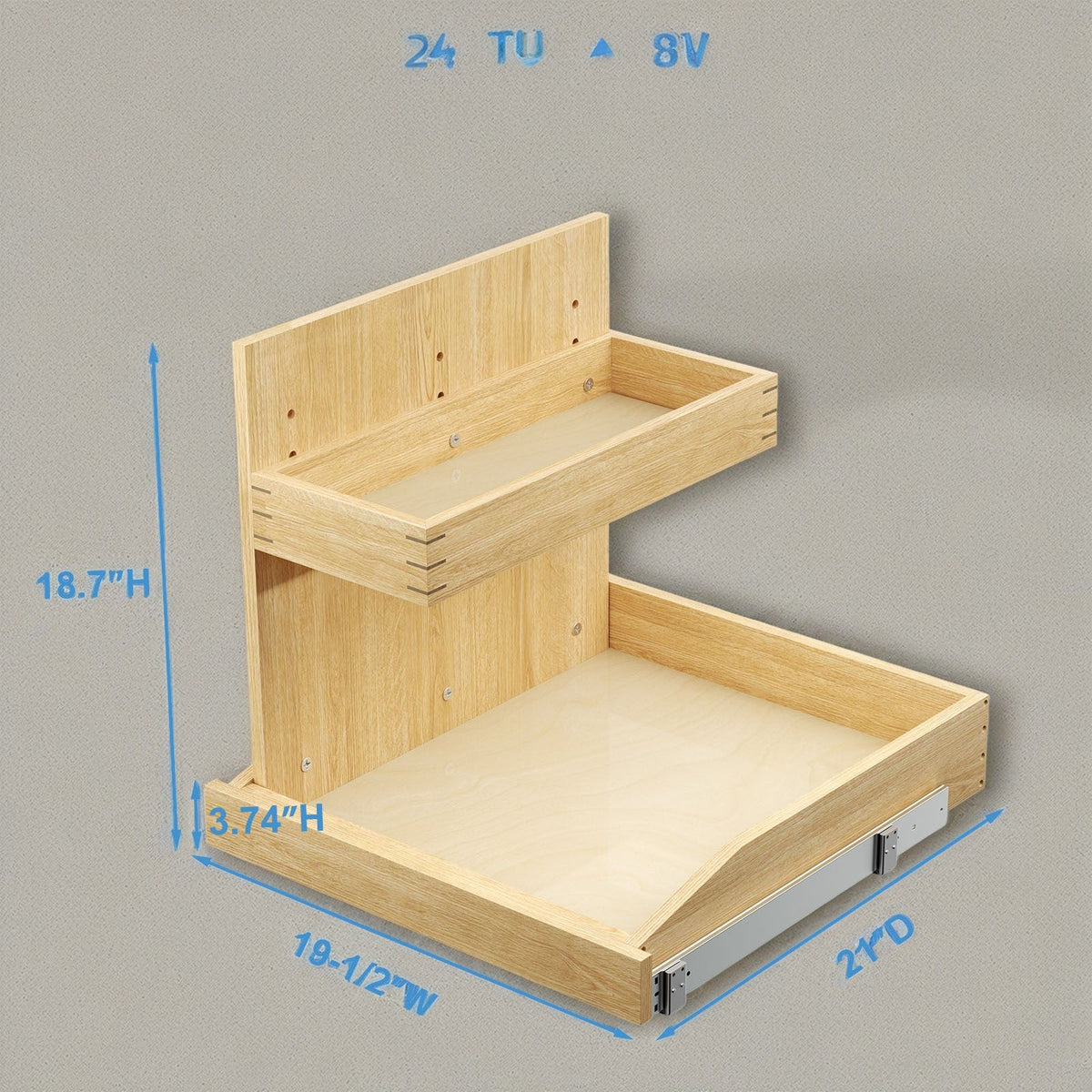 2 Tier Pull Out Under Sink Organizer with Full-Tension Slides - Natural Wood