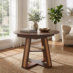 Extendable Round Dining Table for 4-6 with Storage Shelf - Particle Board