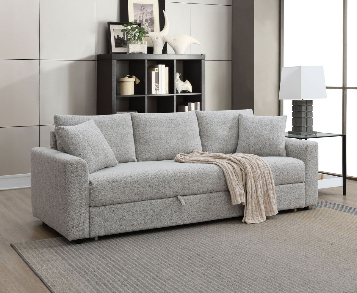 Boucle Sleeper Sectional Sofa with Pull-Out Bed - Beige