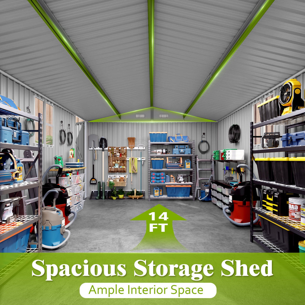 Outdoor Storage Shed with Lockable Doors - Dark Gray