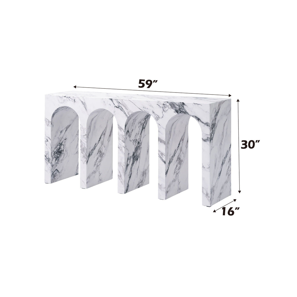 Fritzy Engineered Stone Console Table with Waterproof Faux Marble Surface - Gray or White