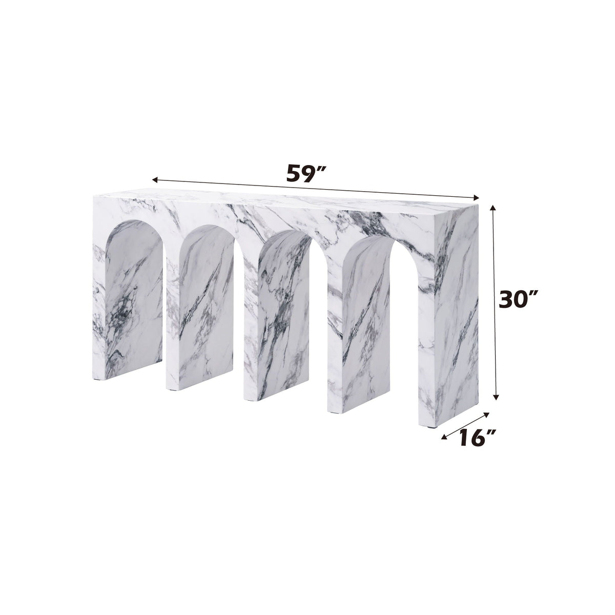 Fritzy Engineered Stone Console Table with Waterproof Faux Marble Surface - Gray or White