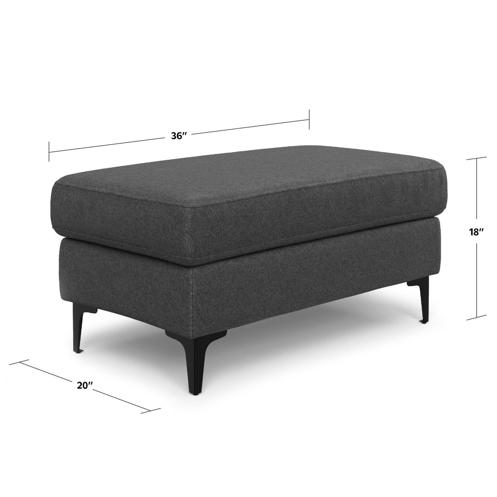 Versatile Mid Century Ottoman with Eco-Friendly Upholstery - Beige or Dark Gray