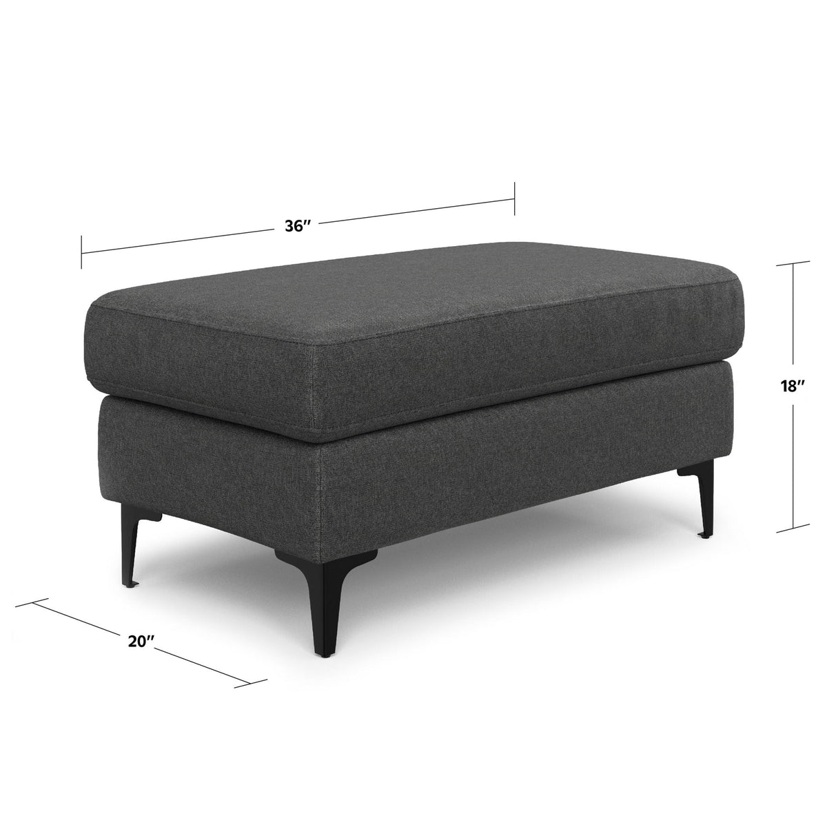 Versatile Mid Century Ottoman with Eco-Friendly Upholstery - Beige or Dark Gray