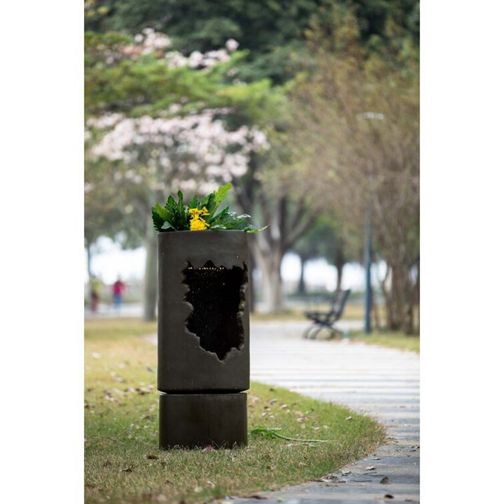 Large Outdoor Water Fountain with Light - Contemporary Calming Elegance