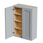 Gray Shaker Solid Wood Bathroom Storage Cabinet with Soft-Close Doors - Gray