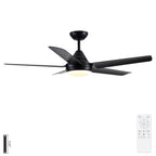 48" Black Ceiling Fan with Dimmable LED Light and Remote Control - Reversible Motor