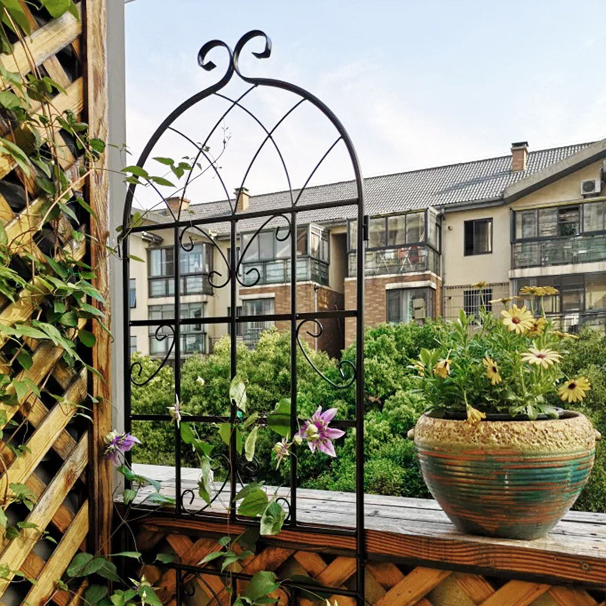 Metal Garden Rustproof Trellis for Climbing Plants – Outdoor Flower Support