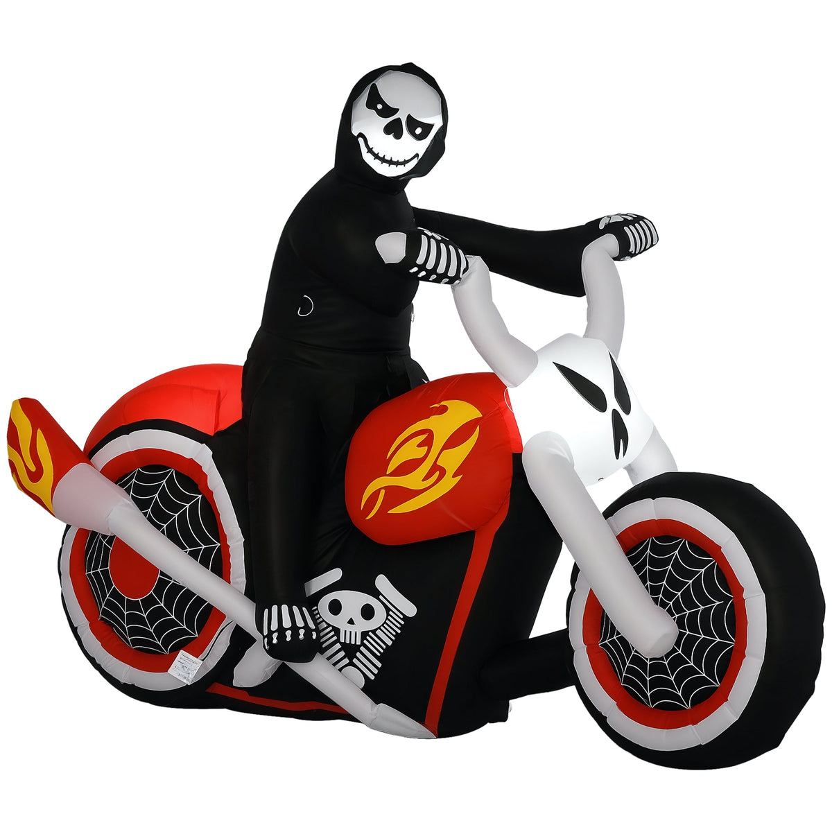 6' Halloween Inflatable Grim Ghost Biker with LED Lights - White