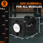 Adjustable 9 in 1 Dumbbell with Carbon Steel Construction - 50LB