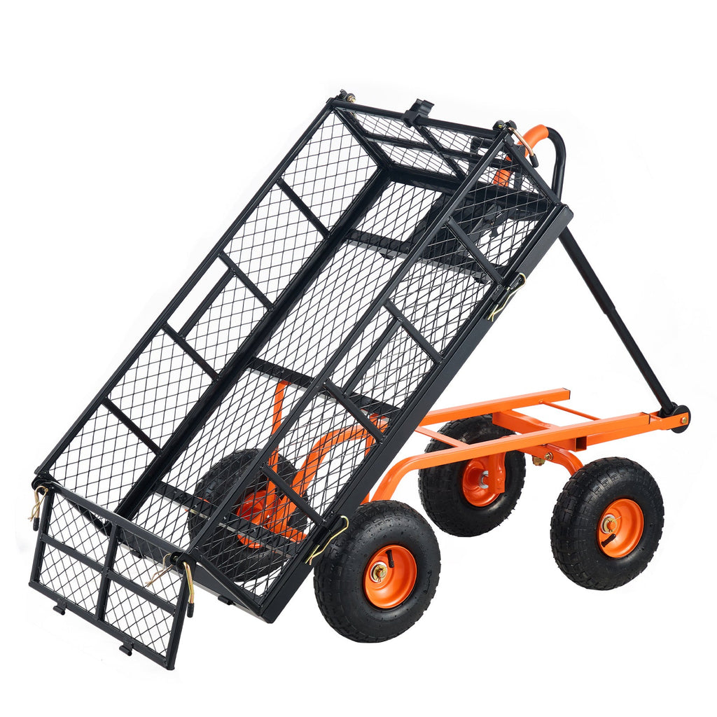 Metal Garden Dump Cart with Convertible Handle - Iron