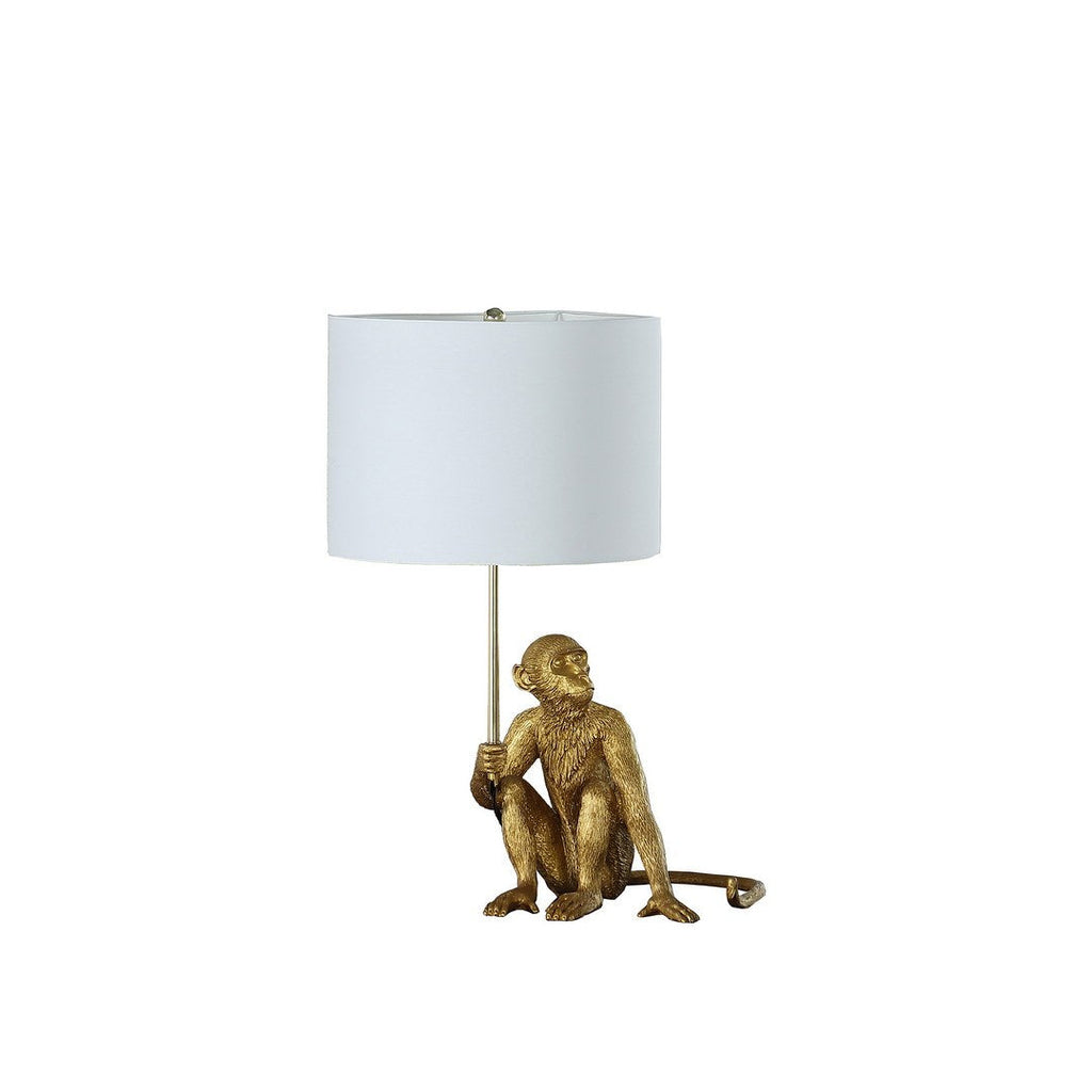 Golden Monkey Table Lamp with Polyresin Base - Gold