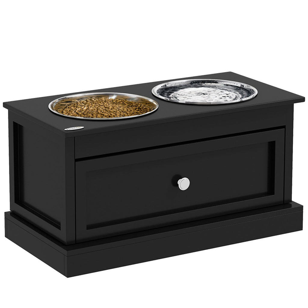 PawHut Large Elevated Dog Bowls with Storage Drawer
