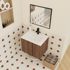 Floating Bathroom Vanity With Sink Combo with Soft-Close Doors - Brown or Light Brown
