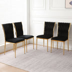 Modern Dining Chair Set with Plated Metal Legs - Multiple Colors