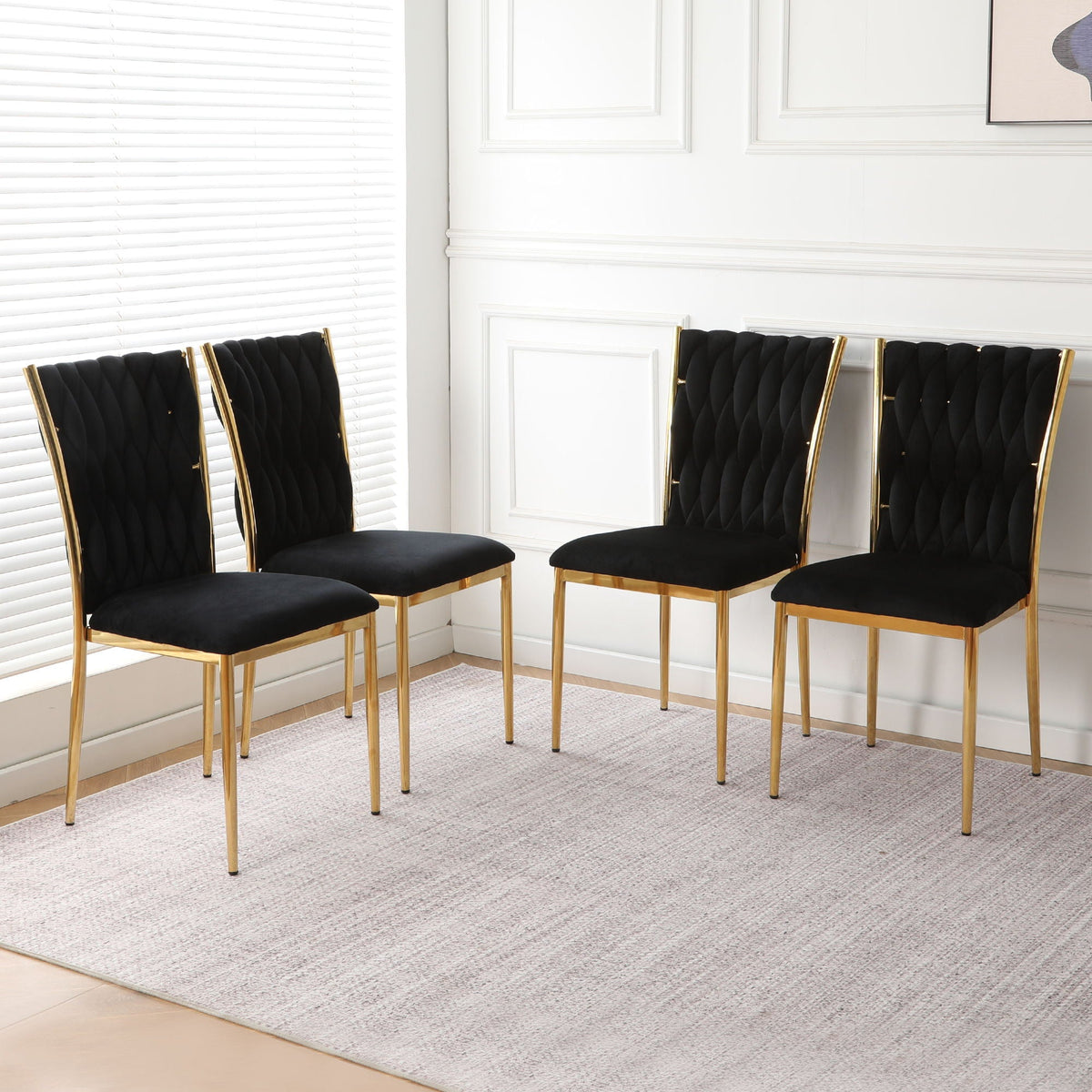 Modern Dining Chair Set with Plated Metal Legs - Multiple Colors