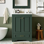 Modern Bathroom Vanity with Ceramic Sink Combo and Storage Cabinet - Multiple Colors