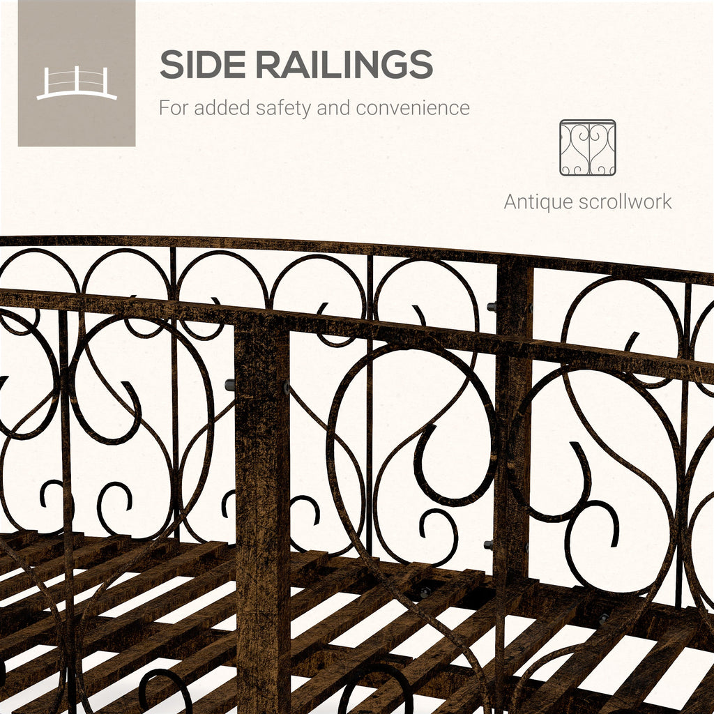 Metal Garden Bridge with Safety Siderails – Steel, 82.75" L