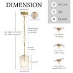 Adjustable Cylindrical Pendant Light with Frosted Glass Shade - Black or Gold