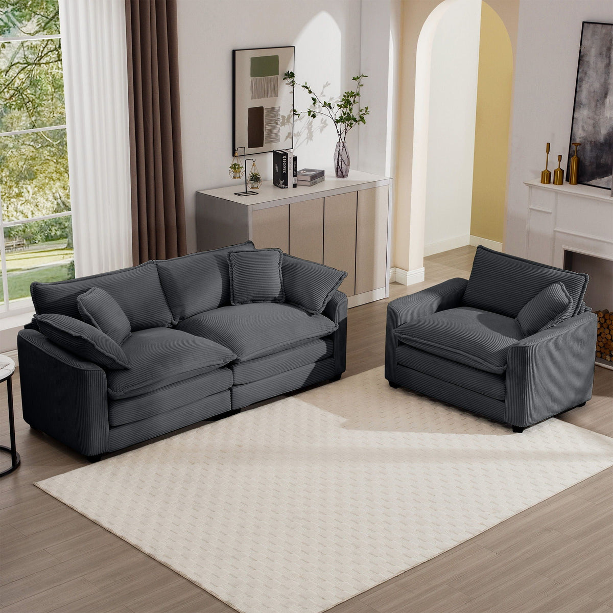 Oversized Deep-Seat Fabric Sofa & Chair Sets