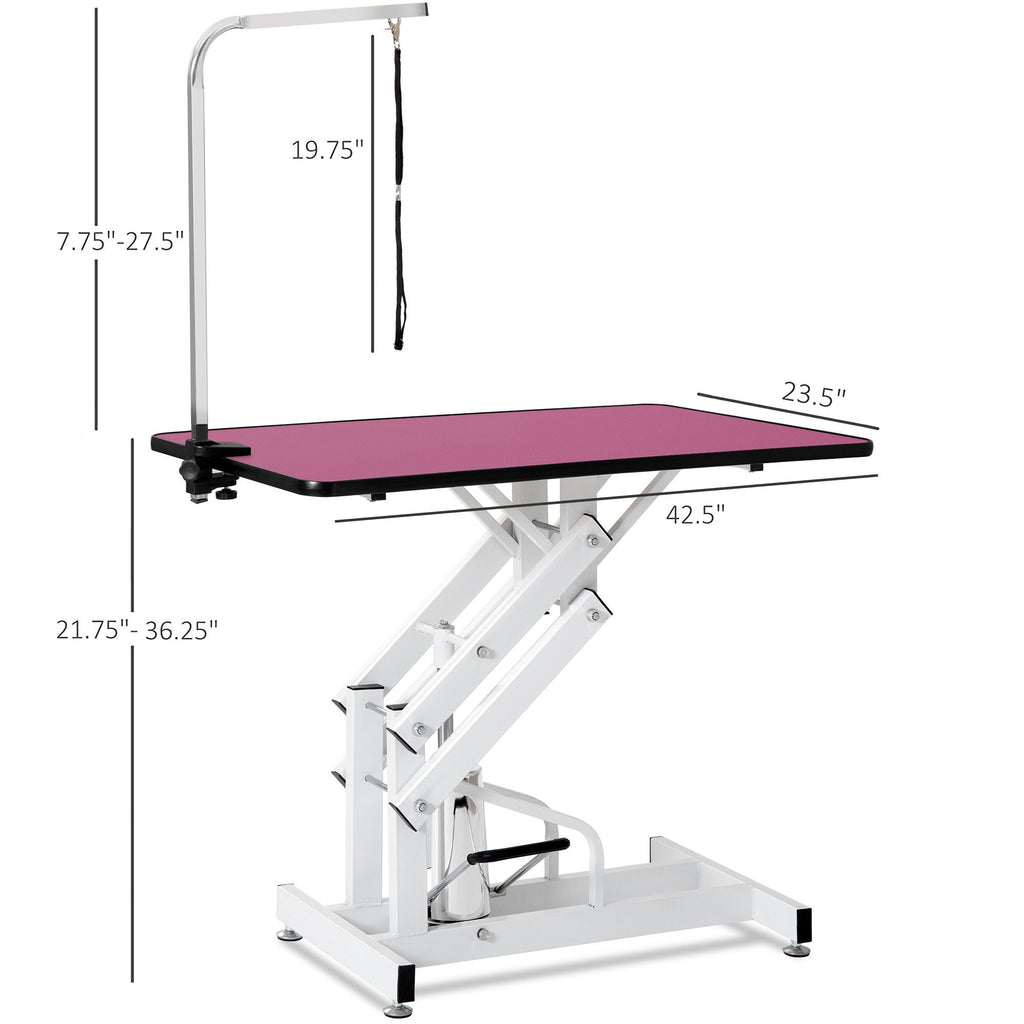 Hydraulic Pet Grooming Table with Adjustable Height - Purple or Pink