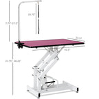 Hydraulic Pet Grooming Table with Adjustable Height - Purple or Pink