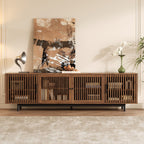 Walnut TV Stand with Closed Storage & Cable Management - Soft-Closing Hinges