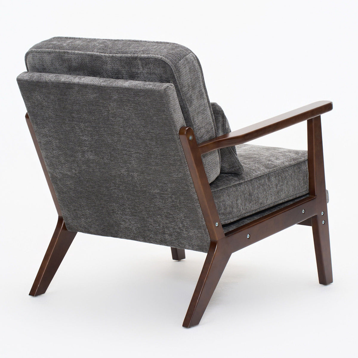 Living Room Chair with Lumbar Pillow and Solid Wood Frame - Dark Gray, Dark Green, Beige