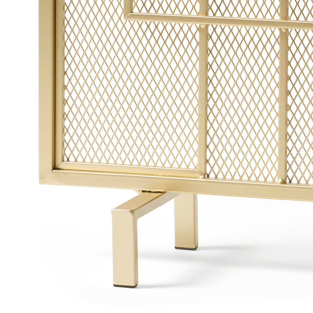 Modern Single Panel Iron Fire Screen with Fine Mesh - Black