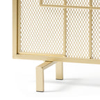 Modern Single Panel Iron Fire Screen with Fine Mesh - Black