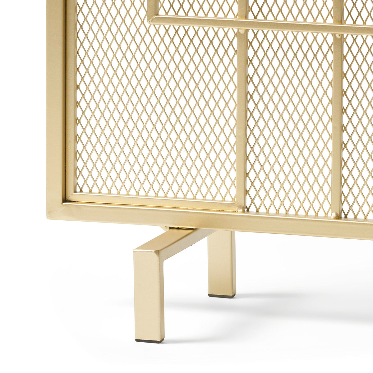 Modern Single Panel Iron Fire Screen with Fine Mesh - Black