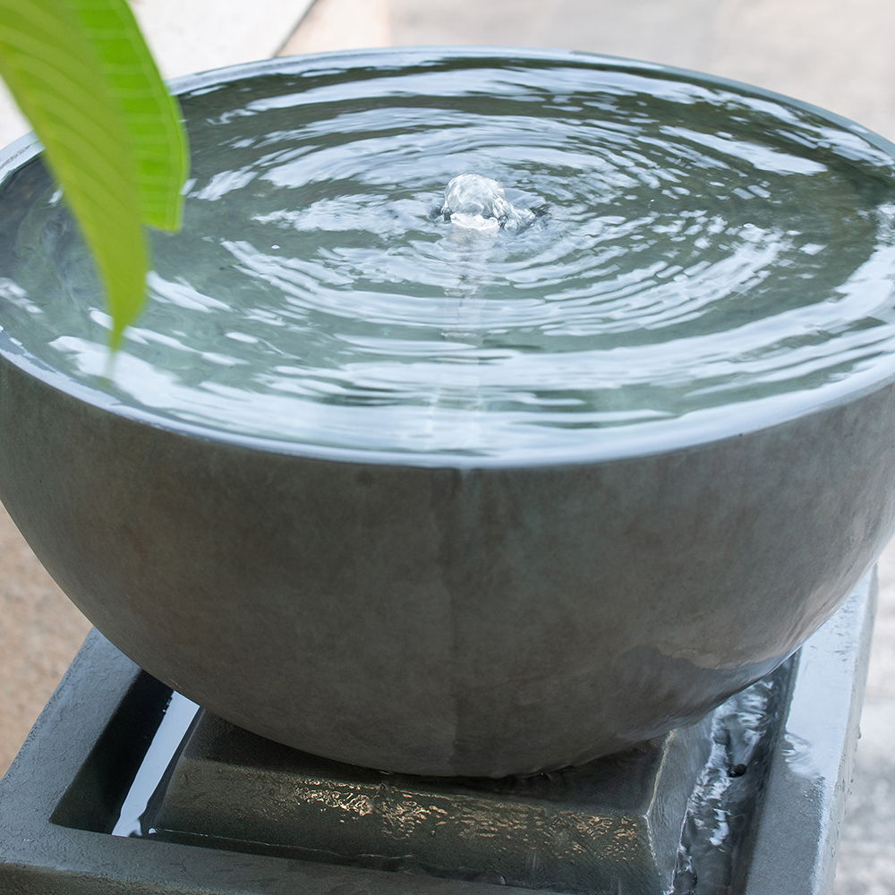 Zen Bowl Outdoor Water Fountain with Relaxing Water Feature - Dark Gray