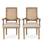 Upholstered Dining Chair with Cane Back - Beige or Light Grey