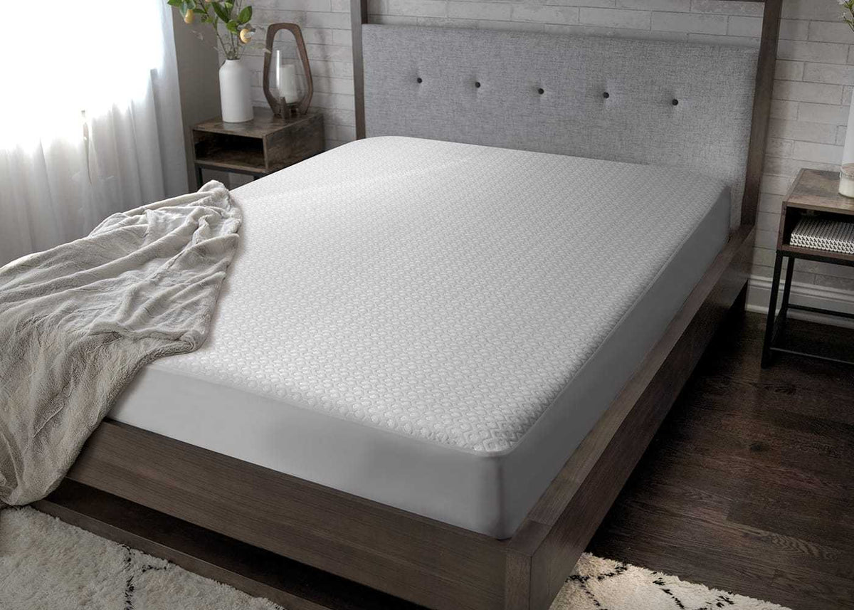 Split California King Mattress Protector with Dri-Tec Moisture-Wicking - White