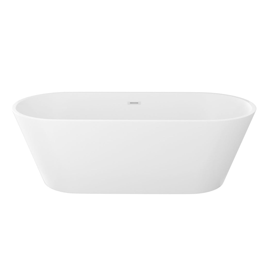 Gloss Freestanding Soaking Bathtub with Overflow and Drain - White