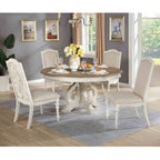 Elegant Round Dining Set with Upholstered Chairs - Dark Brown or White
