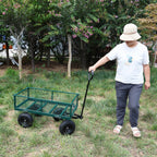Green Outdoor Wagon Cart with Foldable Steel Frame - 550 lb Capacity