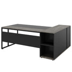 L-Shaped Executive Desk with Cabinet Storage - Dark Gray or Black